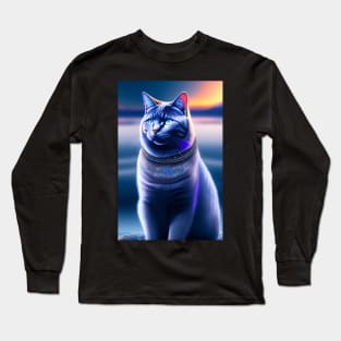 The Galactic British Shorthair Blue Cat of the Universe Long Sleeve T-Shirt